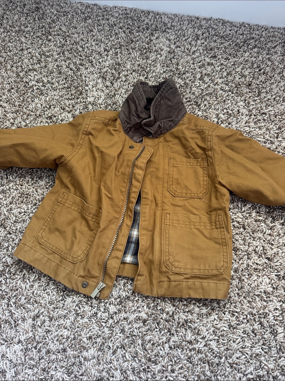 Old Navy Kids Tan Brown Canvas Raincoat with Contrast Collar